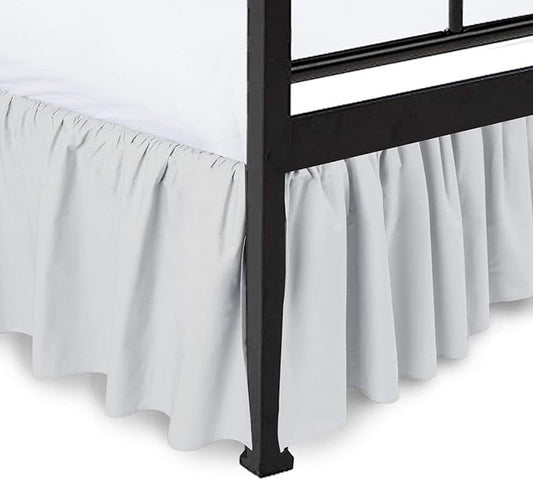 Ruffled Bed Skirt with Split Corners, Light Grey, Full 12 Inch Drop Bedskirt, Hotel Quality Brushed Microfiber Wrinkle Free Dust Ruffle Bed Skirt Full Size