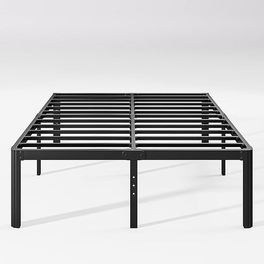 Hunlostten 18in High Heavy Duty California King Bed Frames No Box Spring Needed, Metal Platform Cal King Bed Frame with Round Corners, Easy Assembly, Noise Free, Black