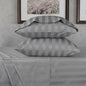 URBANHUT 800 Thread Count 100% Cotton Damask Full Size Sheets, 4 Piece Striped Full Size Bedsheets, Luxury Hotel Sheets Sateen Weave - Better Than Egyptian, 16" Elasticized Deep Pocket- Dark Grey