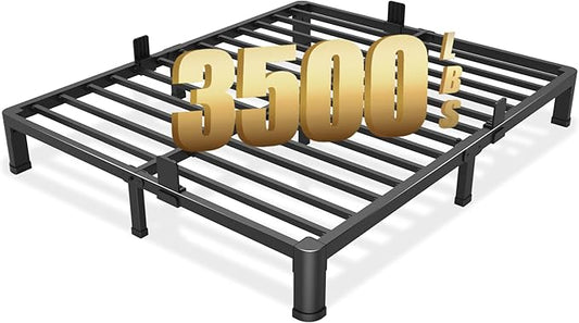 FUIOBYVV 6 Inch Queen Bed Frame with Round Corner Edge Legs 3500 lbs Metal Heavy Duty Steel Slats Support No Box Spring Needed Platform Noise Free Easy Assembly