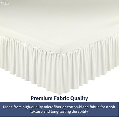 KRISHNA Ruffled Bed Skirt with Split Corners Full, 100% Microfiber Hotel Quality, 10 Inch Drop Dust Ruffle Gathered Bedskirt with Platform, 54" x 75", Ivory