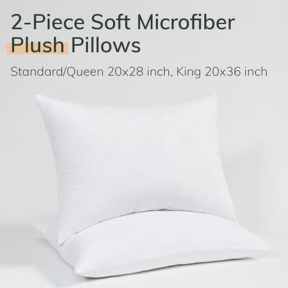 Fern and Willow Queen Size Bed Pillows - Set of 2, 28"x20" - Luxurious Ultra-Soft Cooling Pillow - Hotel Quality, Down Alternative Fill - Ideal Gift for Side, Back & Stomach Sleepers