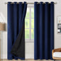 BGment Thermal Insulated 100% Blackout Curtains for Bedroom with Black Liner, Double Layer Full Room Darkening Noise Reducing Grommet Curtain (52 x 90 Inch, Navy Blue, 2 Panels)