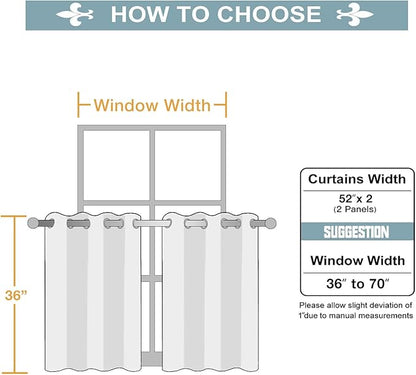ChrisDowa Small Window Curtains for Kitchen and Bedroom - Grommet Short Thermal Insulated Room Darkening Curtains (2 Panels, Forest Green, 52 x 36 Inch)