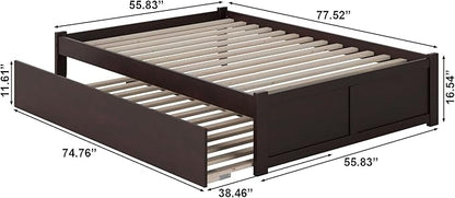AFI Concord Full Size Platform Bed with Footboard & Twin Trundle in Espresso