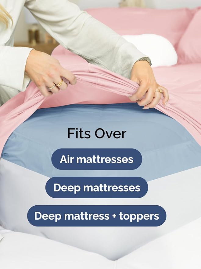 Extra Deep Full Sheet Set - 6 Piece Breathable & Cooling Sheets - Hotel Luxury Bed Sheets Set - Easy & Secure Fit - Soft, Wrinkle Free & Comfy Sheets Set - Baby Pink Sheet Set with Extra Deep Pockets