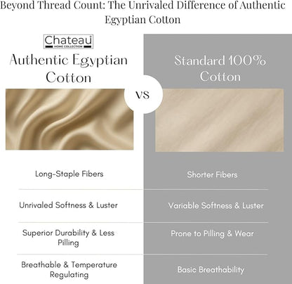 CHATEAU HOME COLLECTION 400 Thread Count Cal King Bed Sheets, 100% Egyptian Cotton Sheet & Pillowcase Sets, Soft Sateen Weave Naturally Cooling Sheets Deep Pockets Fits Upto 17"- Semolina