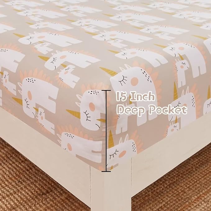 JSD Pink Unicorn Kids Sheet Set Full Size, 4 Piece Girls Printed Microfiber Bed Sheets Deep Pocket