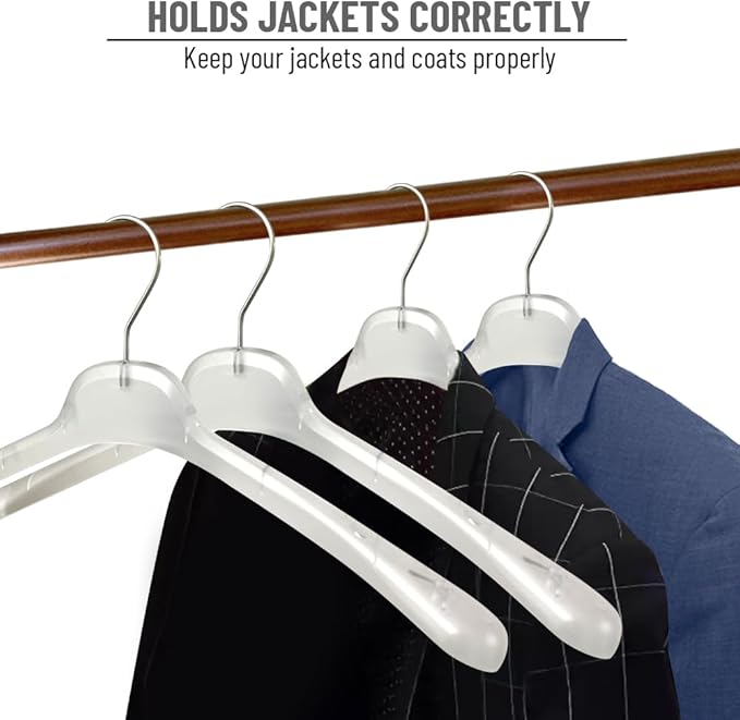 All Hung Up Hangers Plastic Coat Hangers, Clothes Hangers (Smokey Clear, 12pk)