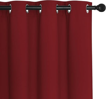 NICETOWN Blackout Sliding Glass Door Curtains, Room Darkening Thermal Insulated Curtains for Living Room Bedroom, Extra Wide Window Drapes, 1 Panel, W80 x L118, Burgundy Red