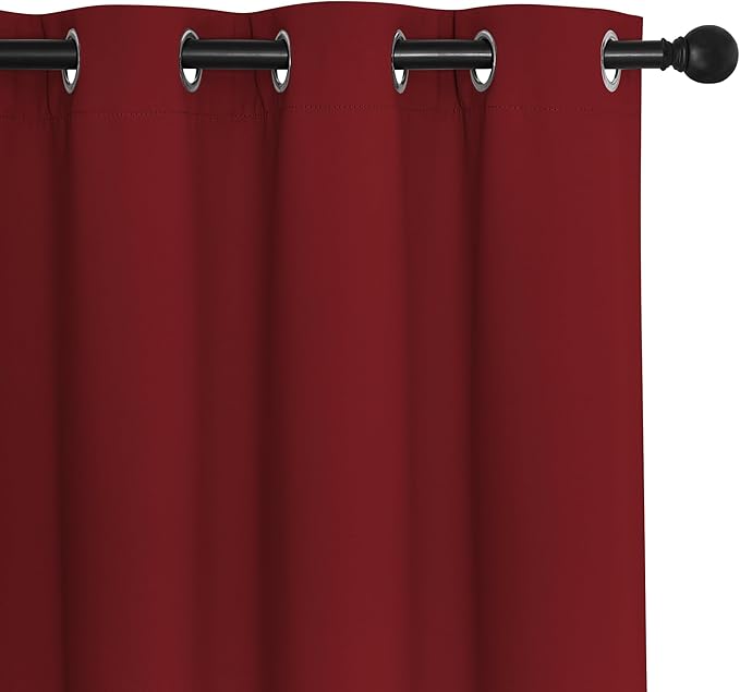 NICETOWN Room Darkening Short Curtain 54 inches Long for Living Room, Grommet Sound Reducing Thermal Insulated Curtains for Bedroom Nursery Window, 46W x 54L, 1 Piece, Burgundy Red