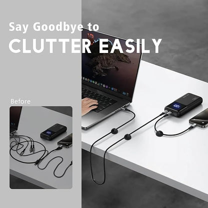 Cable Clips Phone Cord Holder, Charger Cord Organizer, Cable Management Clips for Nightstand, Car, Office, Black 9 PCS