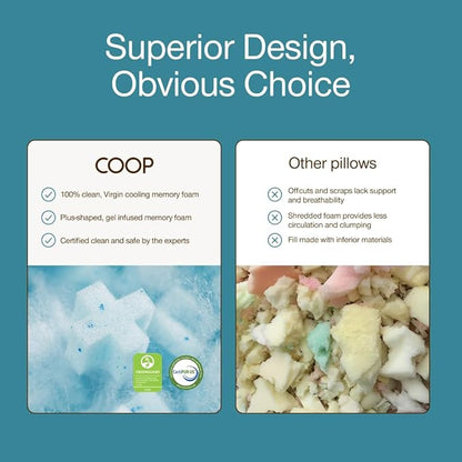 Coop Home Goods Cool+ Crescent Adjustable Pillow, King Size Plus Shaped Memory Foam Pillows with Cooling Gel, Neck Support, Back or Side Sleeper Pillow, CertiPUR US/GREENGUARD Gold