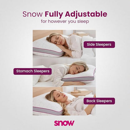 IWS I WANNA SLEEP SnowTouch® Adjustable Pillow, Neck Support, Queen Size Bed Pillows for Sleeping, Gel Cross Cut Memory Foam for Side Sleepers