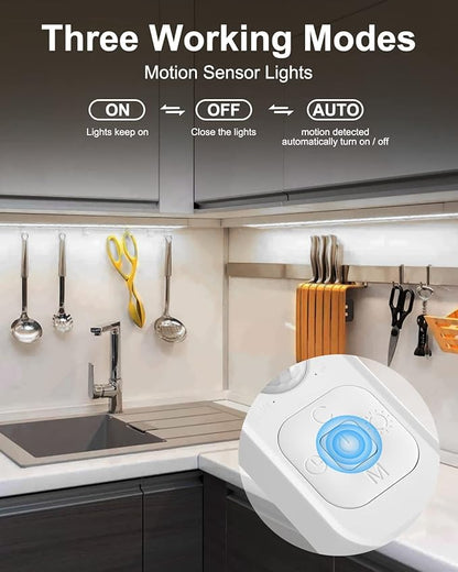 Motion Sensor LED Strip Light - Cabinet Strip Lights with 24W Plug, Dimmer and Timing,16.4ft 6000K ColdWhite