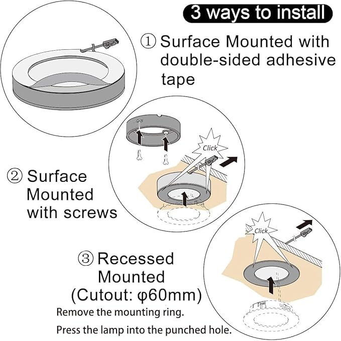 VST Under Cabinet Lighting Plug in with Wired Touch Dimmer Switch,Recessed or Surface Mount Design,Natural White 4000K 12V 2W(20W Total, 10 Pack Black) Puck Lights Fixtures