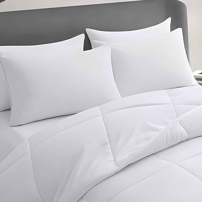 Ultra Thin Flat Soft Bed Pillows Standard Size Set of 2 Pack for Sleeping 20"x26", Hypoallergenic Skin Friendly Machine Washable