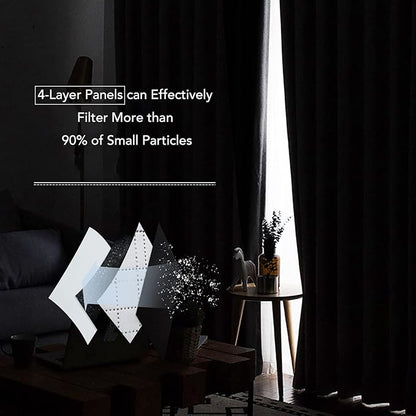 RYB HOME Soundproof & Dust Particle Filtering Curtains Blackout Window Treatment for Bedroom Living Room Divider Nursery Daytime Sleeping Patio Door, Black, W52 x L 102 inch, 2 Panels