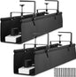 No Drill Under Desk Cable Management Tray, 36" Cord Organizer for Table, Clamp/Screw Mount Desk Cable Management, Premium Fabric Cable Management Tray for Office, Home（Black/2set）