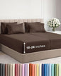 Extra Deep Split King Sheet Set - 7 Piece Breathable & Cooling Sheets - Hotel Luxury Bed Sheets Set - Easy & Secure Fit - Soft, Wrinkle Free & Comfy Sheets Set - Brown Sheet Set w/Extra Deep Pockets