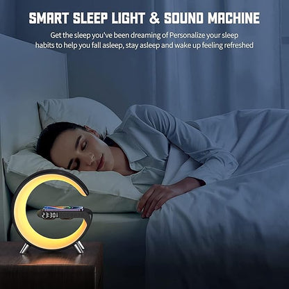Smart LED Night Light, Wireless Charger, Phone Wireless Charging Dock, Table Bedside Lamp, Sunrise Alarm Clock, Bluetooth Speaker & App Control, Ideal for Bedroom, Home Decor, Birthday, Christmas Gift