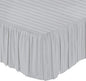 KRISHNA Ruffled Bed Skirt with Split Corners Queen, 100% Microfiber Hotel Quality, 15 Inch Drop Dust Ruffle Gathered Bedskirt with Platform, 60" x 80", Light Grey Stripe