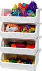 Plastic Containers for Organizing and Storage Bins for Closet, Kitchen, Office, Garage or Pantry Organization, Stackable Bins, Extra Large (14.8" x 16.5" x 7"), 4-Pack, White