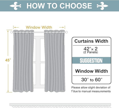 ChrisDowa 100% Blackout Curtains for Bedroom with Black Liner, 2 Thick Layers Total Blackout Thermal Insulated Grommet Small Window Curtains 2 Panels Set (Navy Blue, 42 x 45 Inch)
