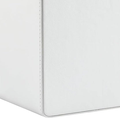 MEIBOOCH PU Leather Desk Organizer, Luxury Remote Control Holder for Home, Office Desk Accessories Table Caddy Bedside Nightstand Organizer (White)