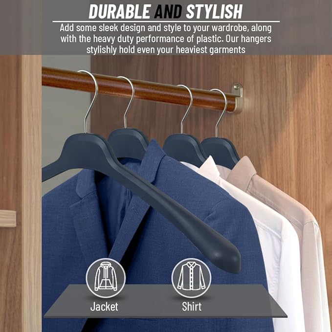 All Hung Up Hangers Plastic Coat Hangers, Clothes Hangers (Navy Blue, 100pk)