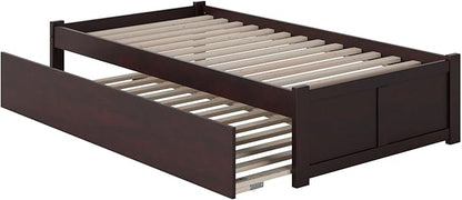AFI Concord Twin Size Platform Bed with Footboard & Twin Trundle in Espresso
