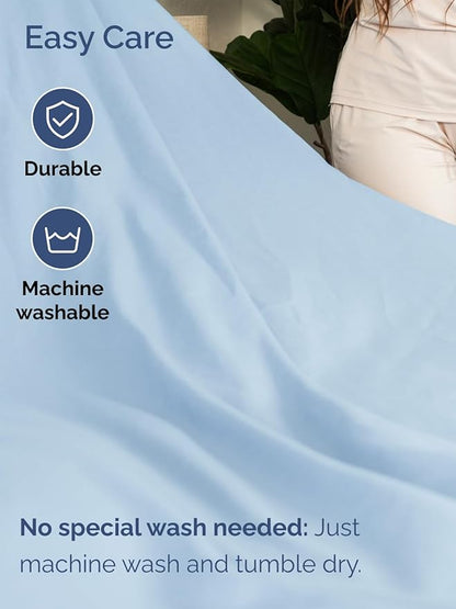 Extra Deep Split King Sheet Set - 7 Piece Breathable & Cooling Sheets - Hotel Luxury Bed Sheets Set - Easy Fit - Soft, Wrinkle Free & Comfy Sheets Set - Light Blue Sheet Set with Extra Deep Pockets