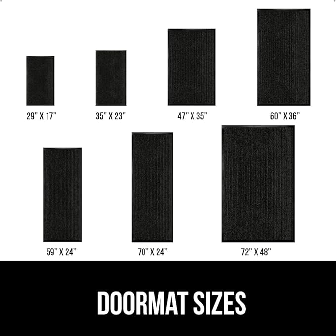 GORILLA GRIP Waterproof Traffic Guard Door Mat, 47x35, Heavy Duty Entryway Mats, Strong Rubber Back Commercial Utility Rugs for Office Hallway, Garage Floor and Home, Low Profile Carpet Runner, Black