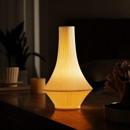 RONDURE 12.3" Modern Ceramic Table Lamp, Modern Bedside Lamps for Bedroom, Living Room and Nightstand, White Translucent Ceramic Shade, Warm Ambient Lighting, Corded, Bulb Included
