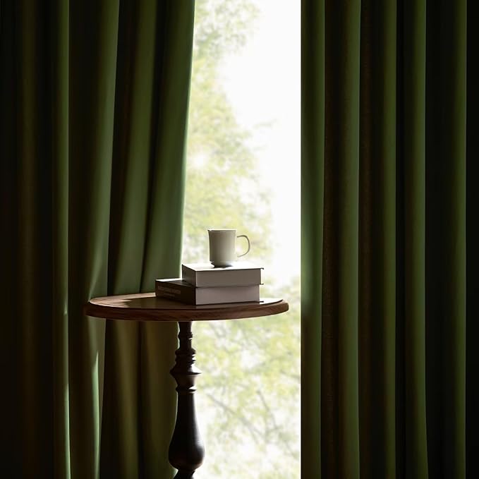 Joydeco Green Velvet Curtains 72 inch 2 Panel, Room Darkening Super Soft Velvet Drapes for Bedroom Living Room Thermal Insulated Window Drapes, Luxury Blackout Rod Pocket Curtains,W52 x L72 inch
