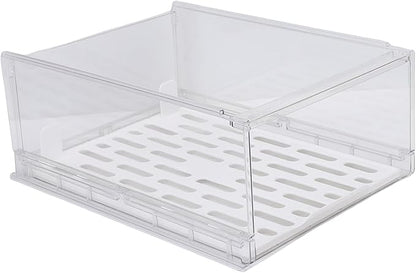 JTLB Sturdy PET Closet Storage Box Transparent Stackable Drawer Organizer with Anti-Slip Bottom Closet Organizer, for Wardrobe, Bedroom, Kitchen