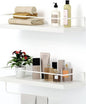 Shario Floating Shelves - Set of 2, Wall Mounted Hanging Shelves with White Towel Rack, Decorative Storage Shelves for Bathroom, Kitchen, Living Room & Bedroom (Rustic White)