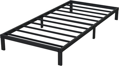 Narrow Twin Bed Frame 9 Inch Heavy Duty Low Profile Metal Platform No Box Spring Needed Mattress Foundation, Easy to Assembly, Noise Free, Black
