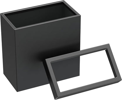 Gatco Modern Rectangle Wastebasket, Matte Black - Stainless Steel Trash Can with Removable Lid, Leakproof, 3 Gallon Capacity for Bathroom, Bedroom, Kitchen, or Office