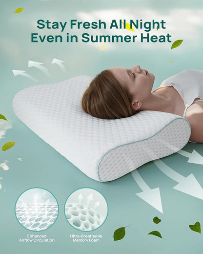 Ergonomic Memory Foam Pillow - Orthopedic Cervical Support Pillow for Neck & Shoulder Pain Relief, Adjustable Contour Pillow for All Sleeping Positions，King Size