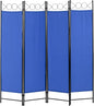 4 Panel Room Divider 6FT Steel Frame Screen Folding Privacy Divider Freestanding Partition for Home Office Bedroom (Blue)