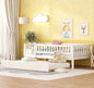 Bellemave Twin Kids Bed Frames with Rails for Kids, Twin daybed with Trundle for Boys/Girls/Adults，White
