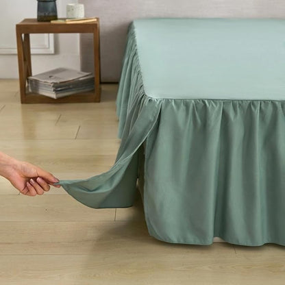 Bed Skirt Queen Size Ruffled Bed Skirt with Split Corners, Queen Bed Skirts 18 Inch Drop with Platform, 18'' Queen, Sage Green ﻿