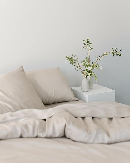 Cozy Earth Luxury Bed Sheet Set - 100% Viscose from Bamboo Fabric, Ultra-Soft & Breathable, Fits Regular & Deep Pocket Mattresses up to 20" - 5 Pieces Split King Sheet Set Oat