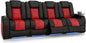 Seatcraft Diamante Zero-Gravity CoolZero Italian Leather Home Theater Seating, Power Headrest, Power Recline, Row of 4 Sofa, Black/Red