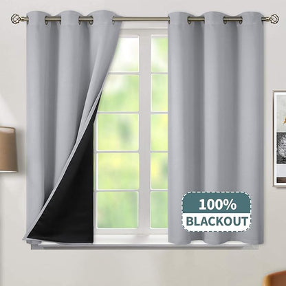 BGment Light Grey Blackout Curtains for Bedroom - Black Out Curtains 63 Inch Long Thermal Insulated Grommet Total Room Darkening Window Drapes for Living Room, 2 Panels, 42 x 63 Inch