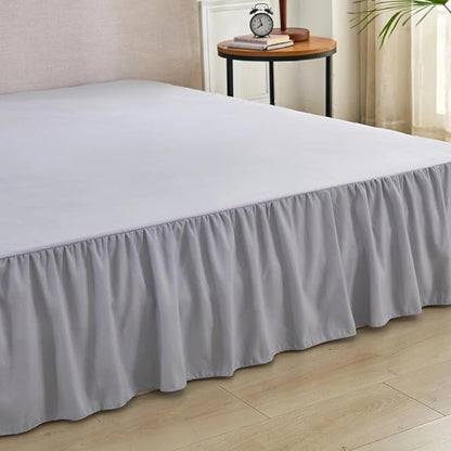Bed Skirt Full Size Ruffled Bed Skirt with Split Corners, Full Bed Skirts 14 Inch Drop with Platform, 14'' Full, Silver Gray