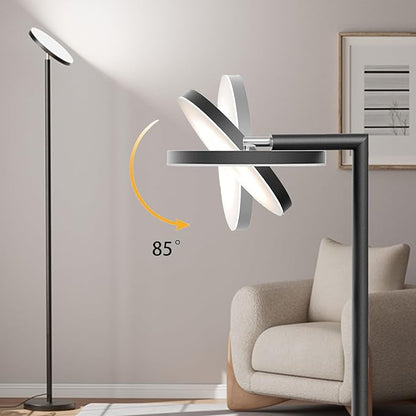 Floor Lamps for Living Room, 32W 3000LM Super Bright LED Torchiere Floor Lamp with Remote & Touch Control, 69" Modern Tall Standing Lamp with 350°Rotating Head for Reading Office Bedroom (Black)