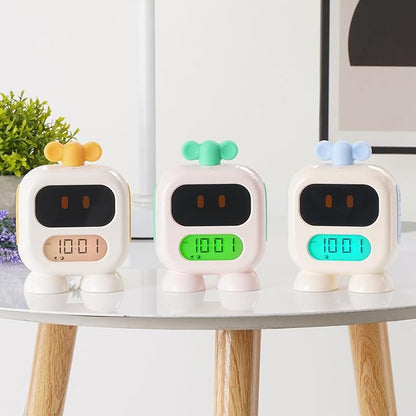 Kids Alarm Clock Ok to Wake with Green Light Red Light, Nap Timer, Robot Toddler Sleep Training Clock for Children (Blue)