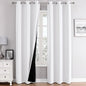 ChrisDowa White 100% Blackout Curtains for Bedroom with Black Liner, 2 Thick Layers Total Blackout Thermal Insulated Grommet Window Curtains 2 Panels Set (Pure White, 42 x 84 Inch)